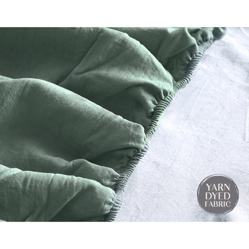 Deluxe Sheet Set Cotton Sheets Single Green Beige - Bedzy Australia