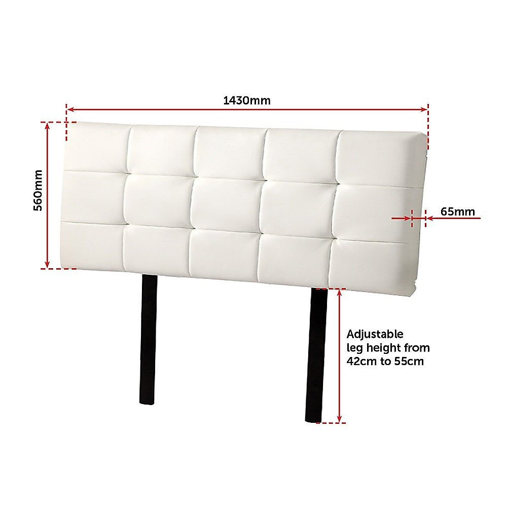 Double Size | Deluxe Headboard Bedhead (White) - Bedzy Australia