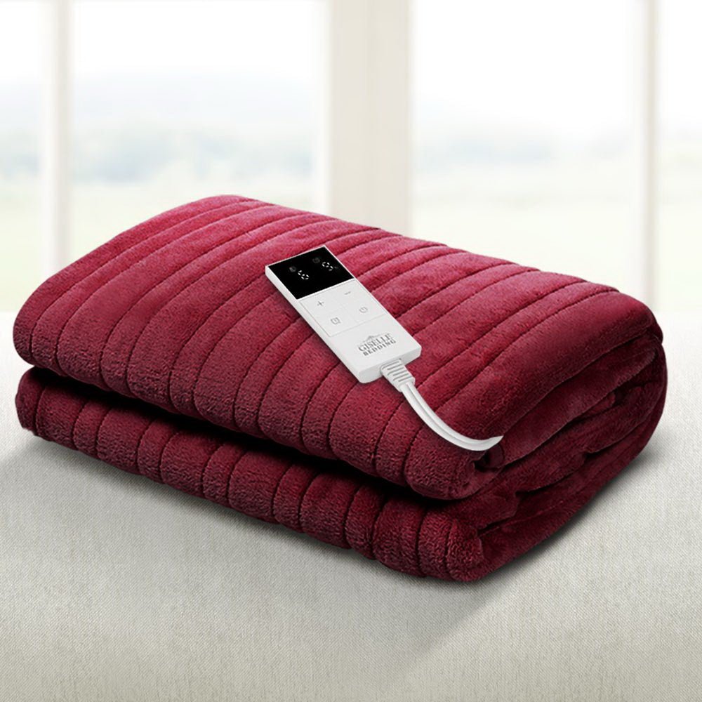Electric Throw Blanket - Burgundy - Bedzy Australia