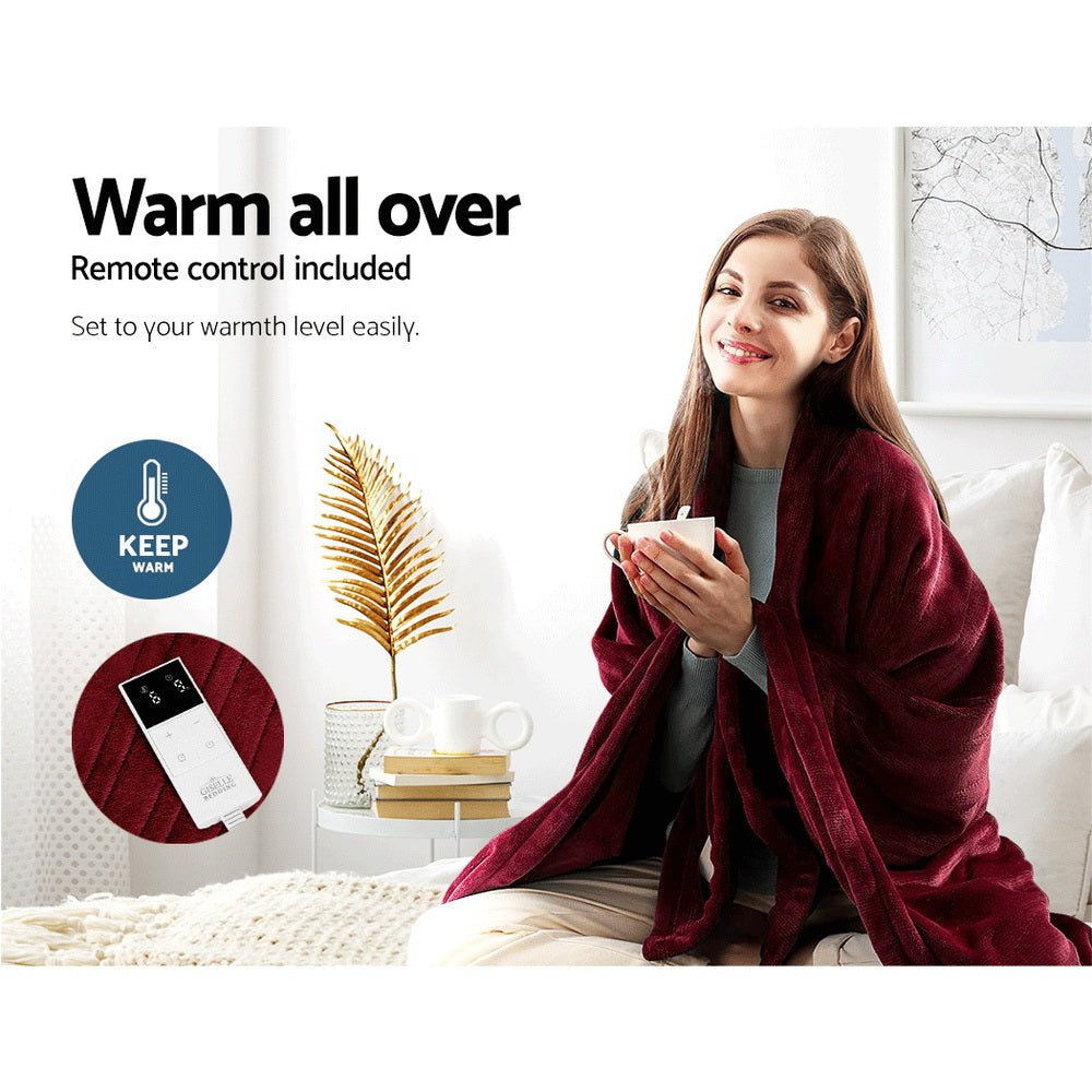 Electric Throw Blanket - Burgundy - Bedzy Australia