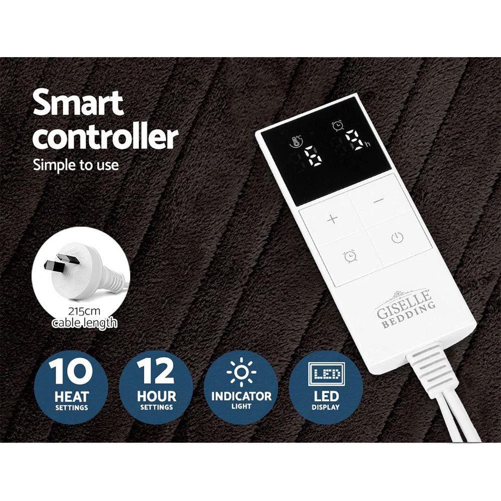 Electric Throw Blanket - Chocolate - Bedzy Australia