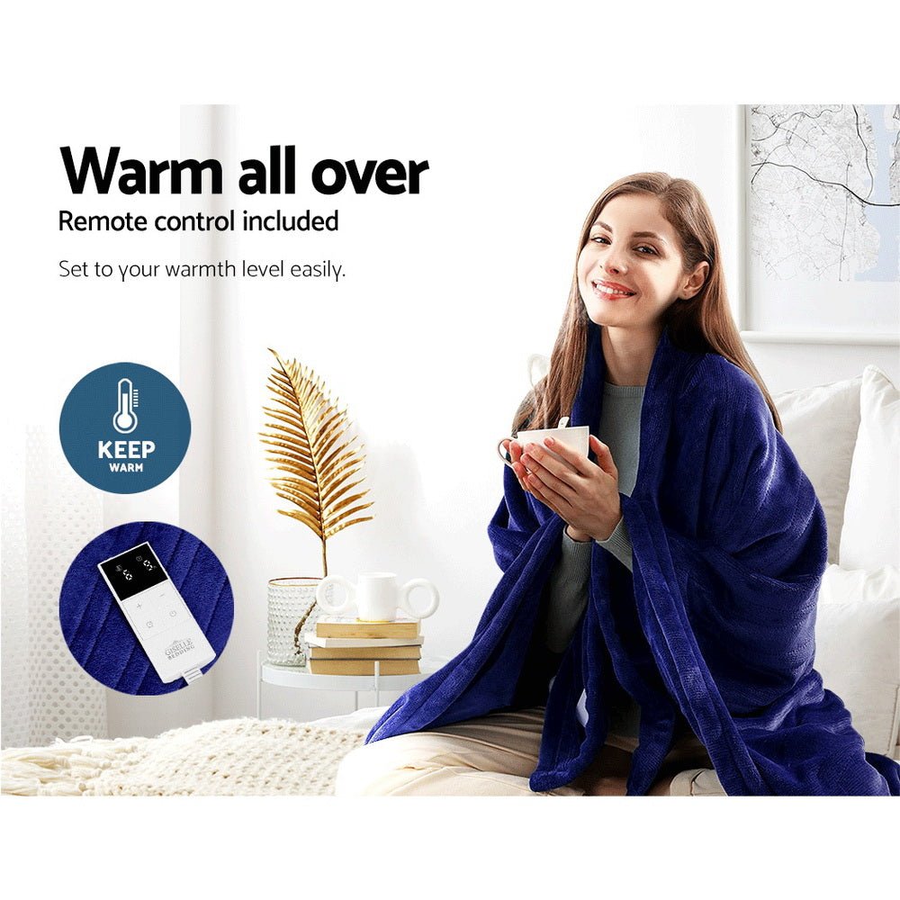 Electric Throw Blanket - Navy - Bedzy Australia
