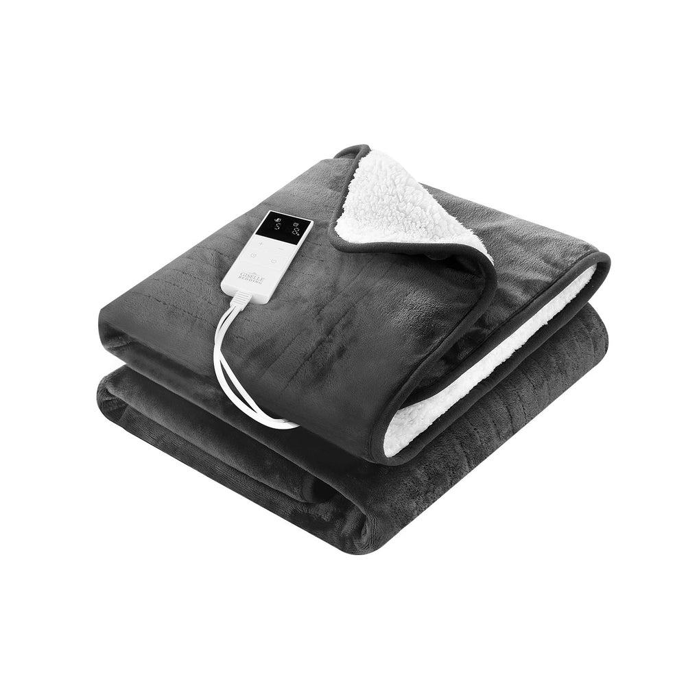 Electric Throw Rug Heated Blanket Washable Snuggle Flannel Winter Grey - Home & Garden > Bedding - Bedzy Australia