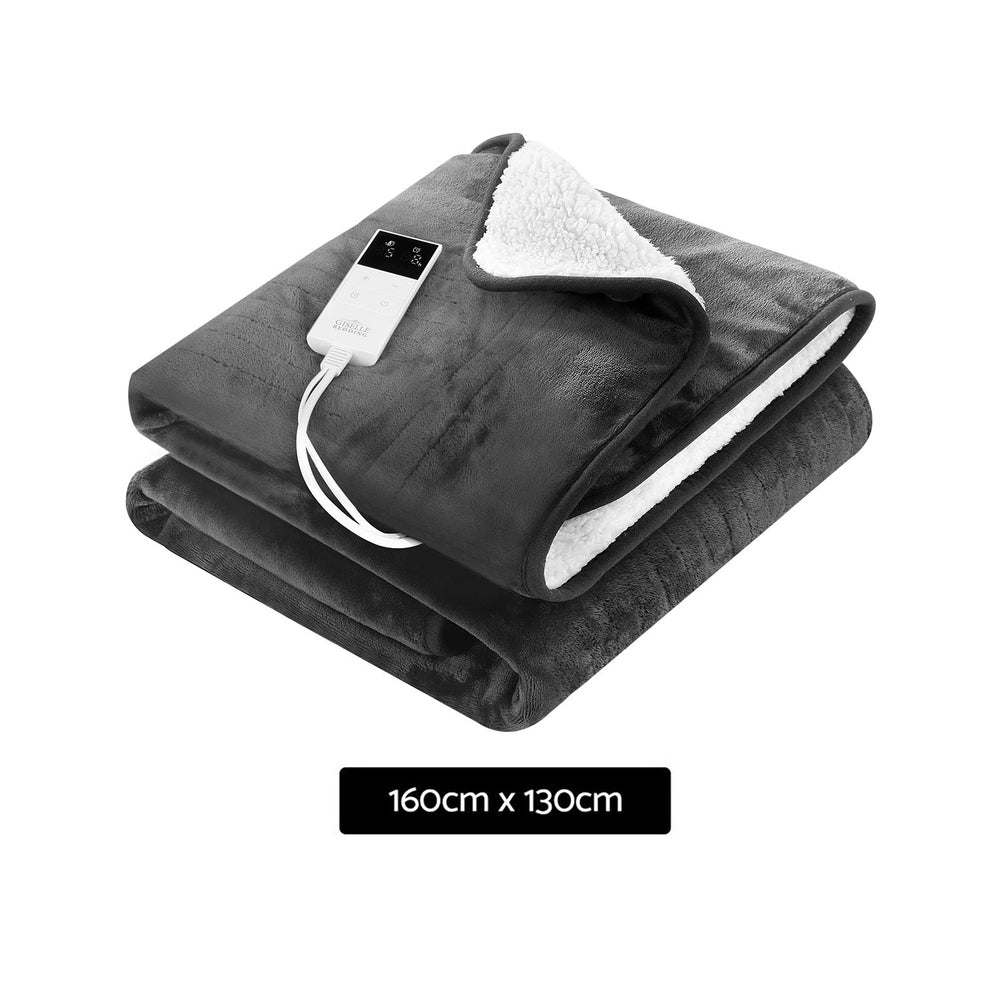 Electric Throw Rug Heated Blanket Washable Snuggle Flannel Winter Grey - Home & Garden > Bedding - Bedzy Australia