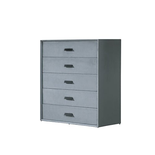 Estella Tallboy MDF Construction Fabric Upholstery Iron Feet - Furniture > Bedroom > Beds & Bed Frames - Bedzy Australia