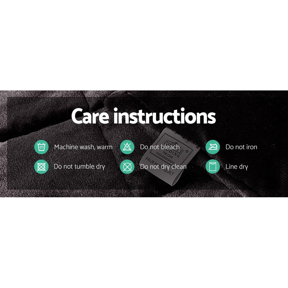 Faux Mink Quilt Fleece Throw Blanket Comforter Duvet Charcoal Single - Bedzy Australia