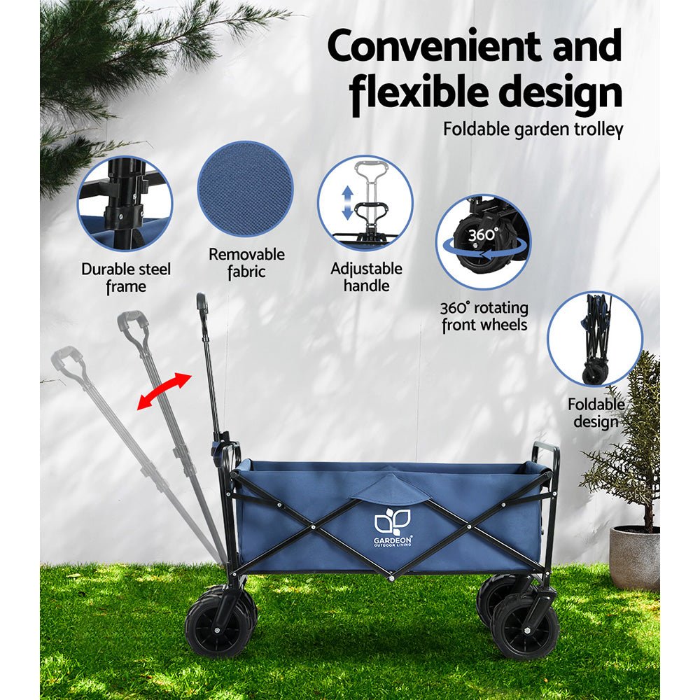 Garden Cart Folding 120kg Trolley Camping Wagon Barrow Outdoor Beach - Home & Garden > Garden Tools - Bedzy Australia