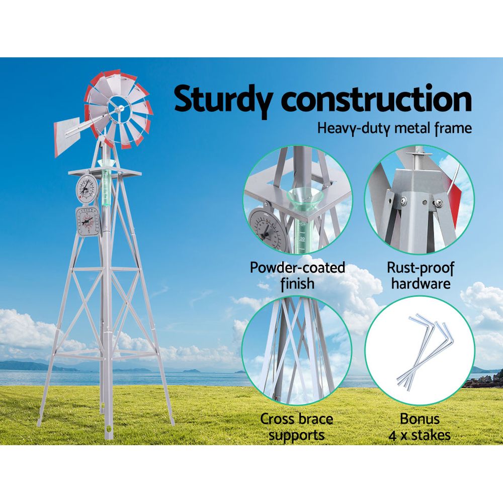 Garden Windmill 4FT 146cm Metal Ornaments Outdoor Decor Ornamental Wind Will - Home & Garden > Decor - Bedzy Australia