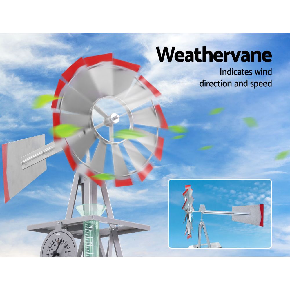 Garden Windmill 6FT 186cm Metal Ornaments Outdoor Decor Ornamental Wind Will - Home & Garden > Decor - Bedzy Australia