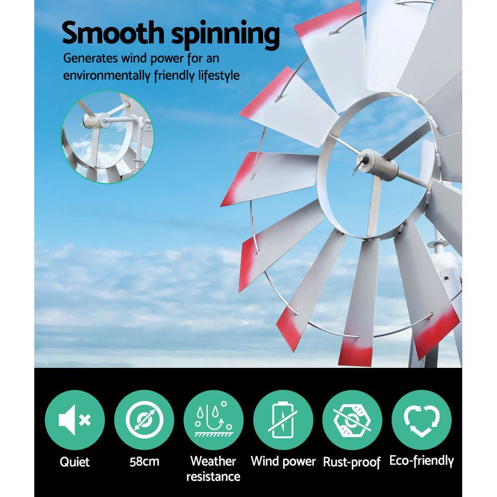 Garden Windmill 8FT 245cm Metal Ornaments Outdoor Decor Ornamental Wind Will - Home & Garden > Decor - Bedzy Australia