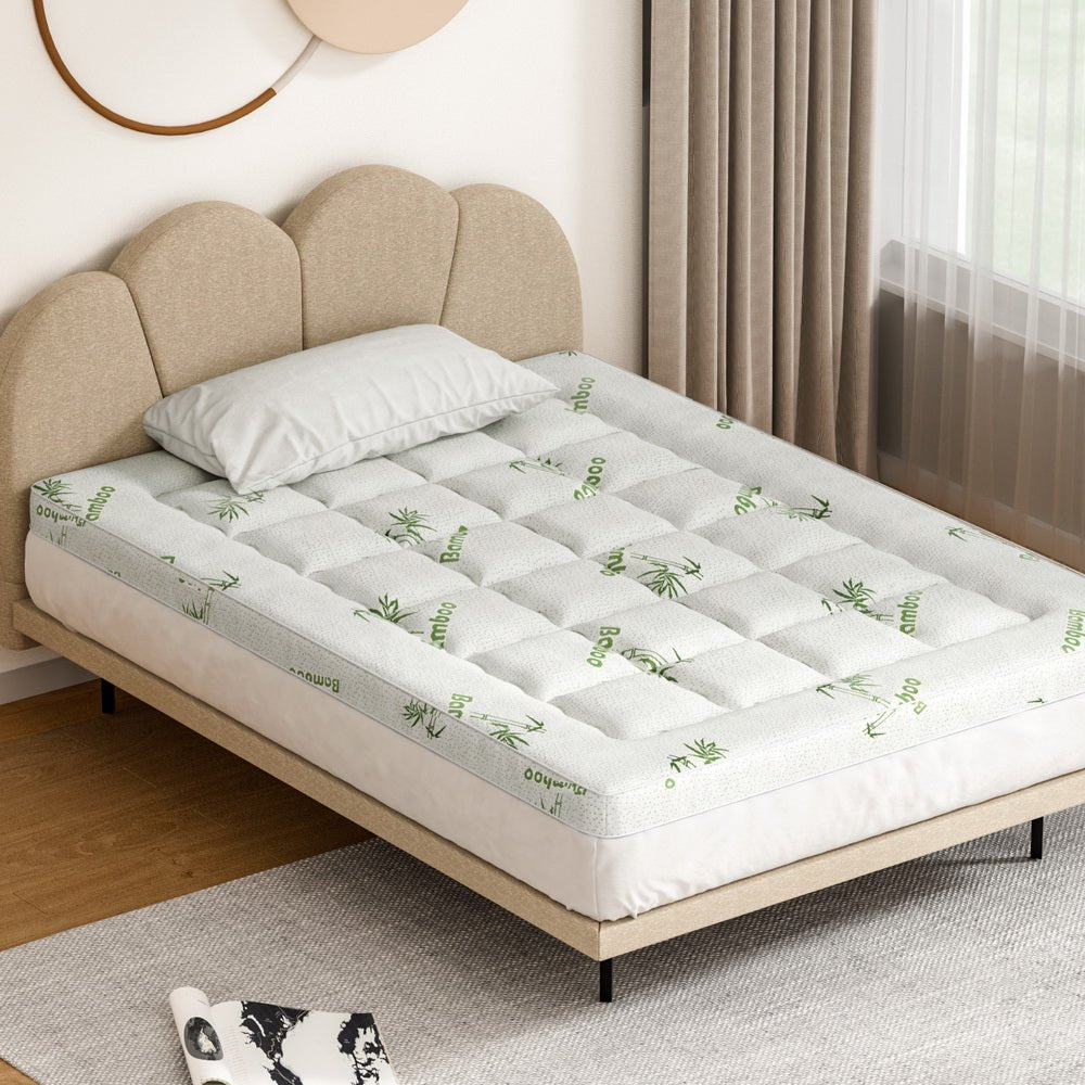 Giselle Bedding Mattress Topper Pillowtop Bamboo 7.5cm Double - Furniture > Mattresses > Mattress Toppers - Bedzy Australia