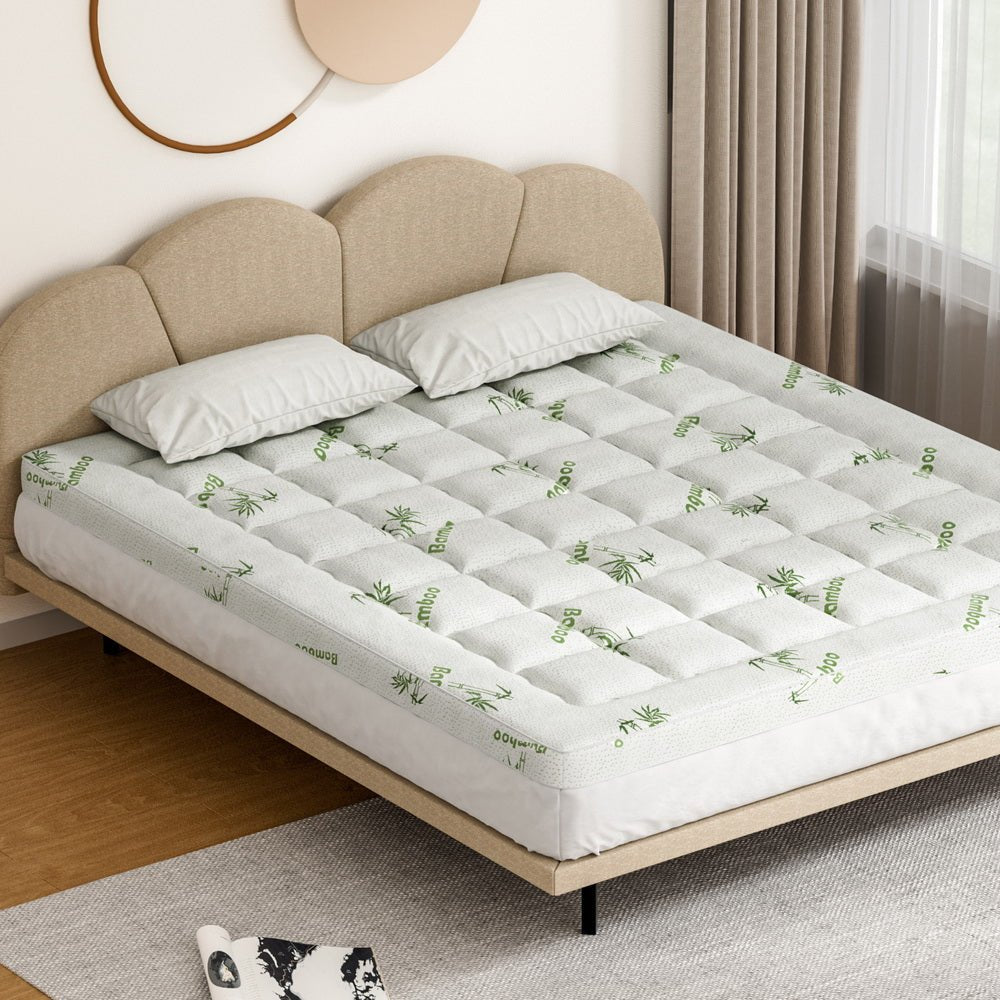 Giselle Bedding Mattress Topper Pillowtop Bamboo 7.5cm King - Furniture > Mattresses > Mattress Toppers - Bedzy Australia