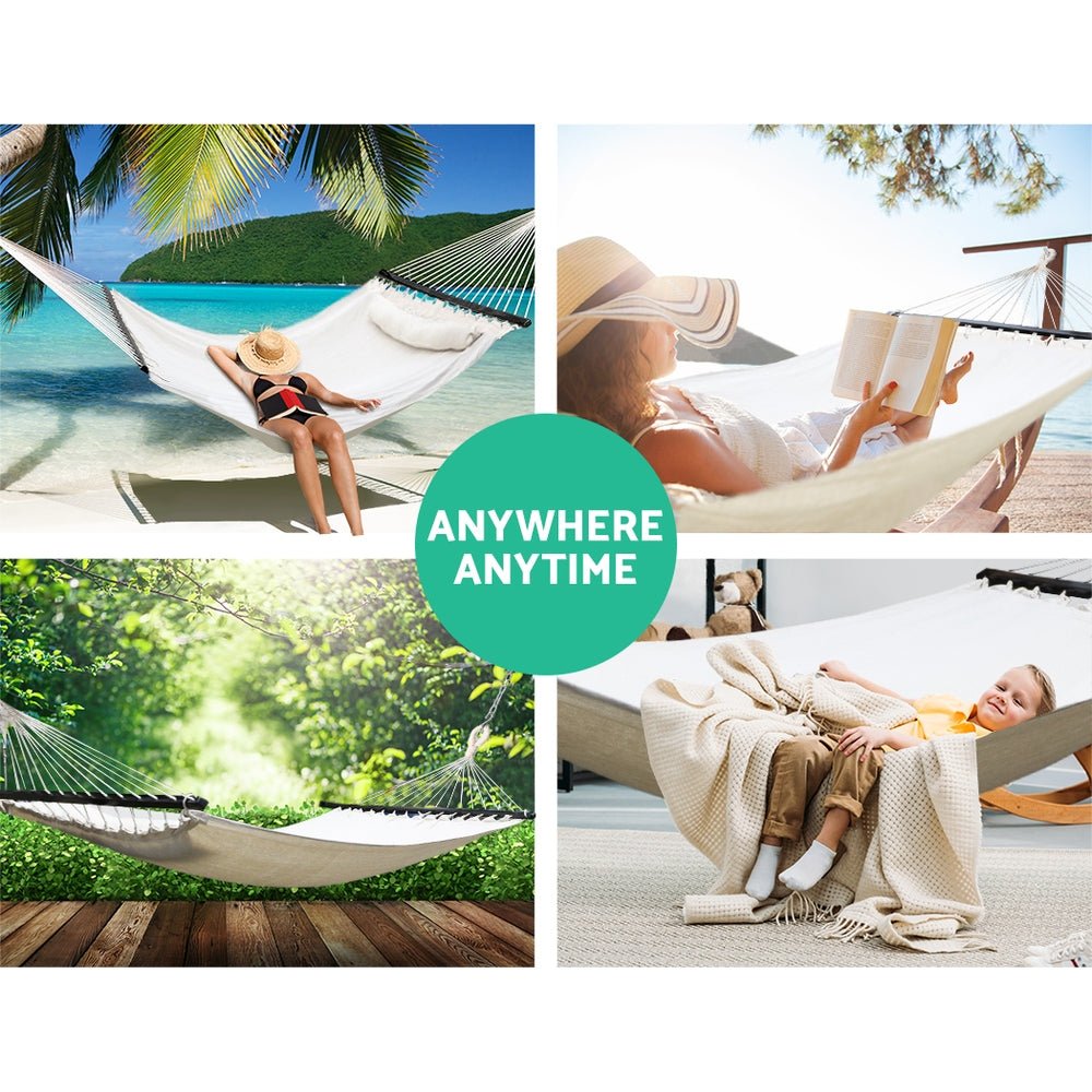 Hammock Bed Outdoor Camping Portable Hanging Chair 2 Person Piillow - Home & Garden > Hammocks - Bedzy Australia