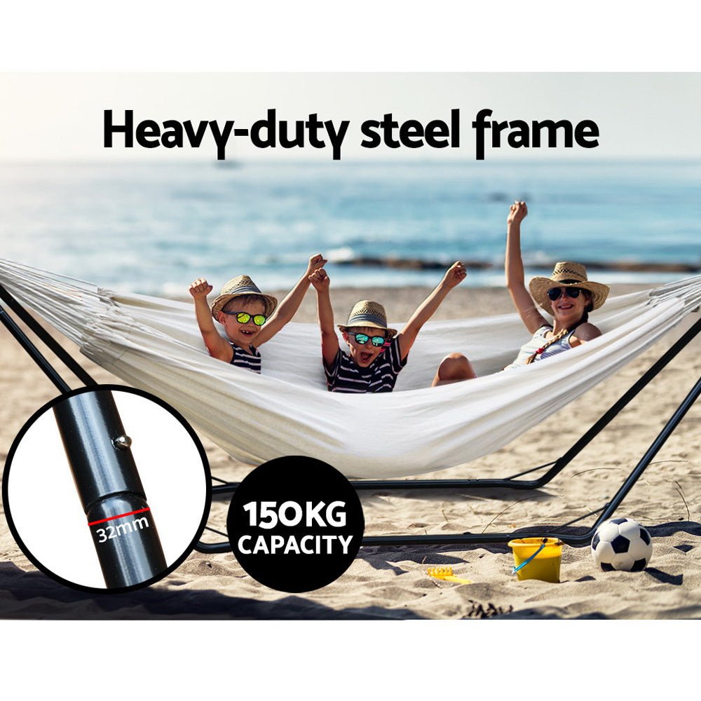 Hammock Bed with Stand Outdoor Camping Hammocks Steel Frame - Furniture > Outdoor - Bedzy Australia