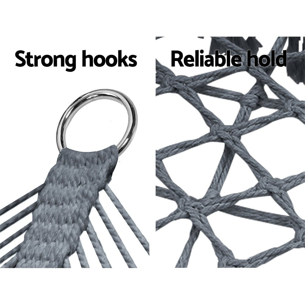 Hammock Chair Outdoor Portable Camping Hammocks 2 Person Grey - Furniture > Outdoor - Bedzy Australia