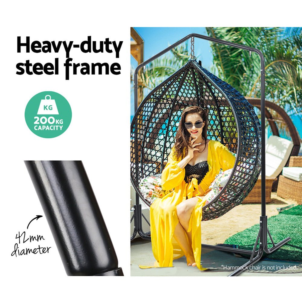 Hammock Chair Steel Stand 2 Person Double Outdoor Heavy Duty 200KG - Furniture > Outdoor - Bedzy Australia