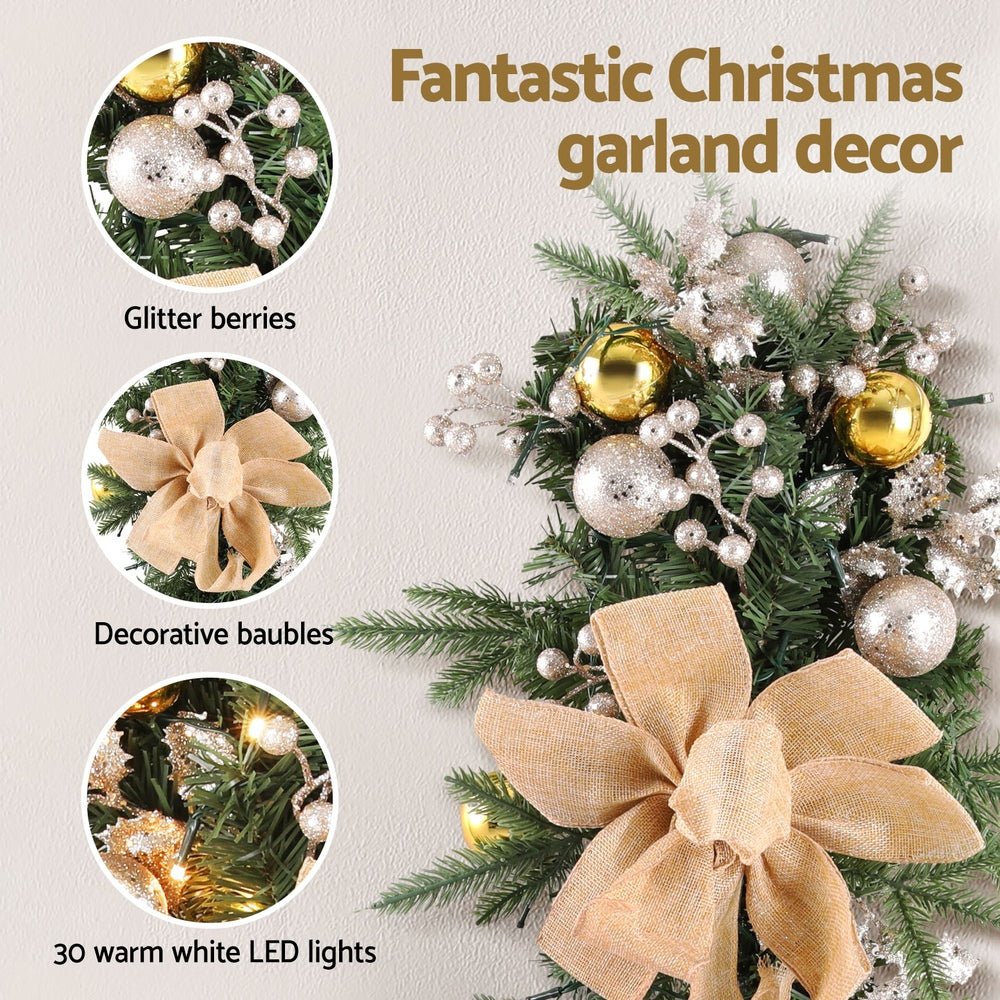 Hanging Christmas Garland 45cm Staircase Door Party Decor - Occasions > Christmas > Christmas Wreaths & Garlands - Bedzy Australia