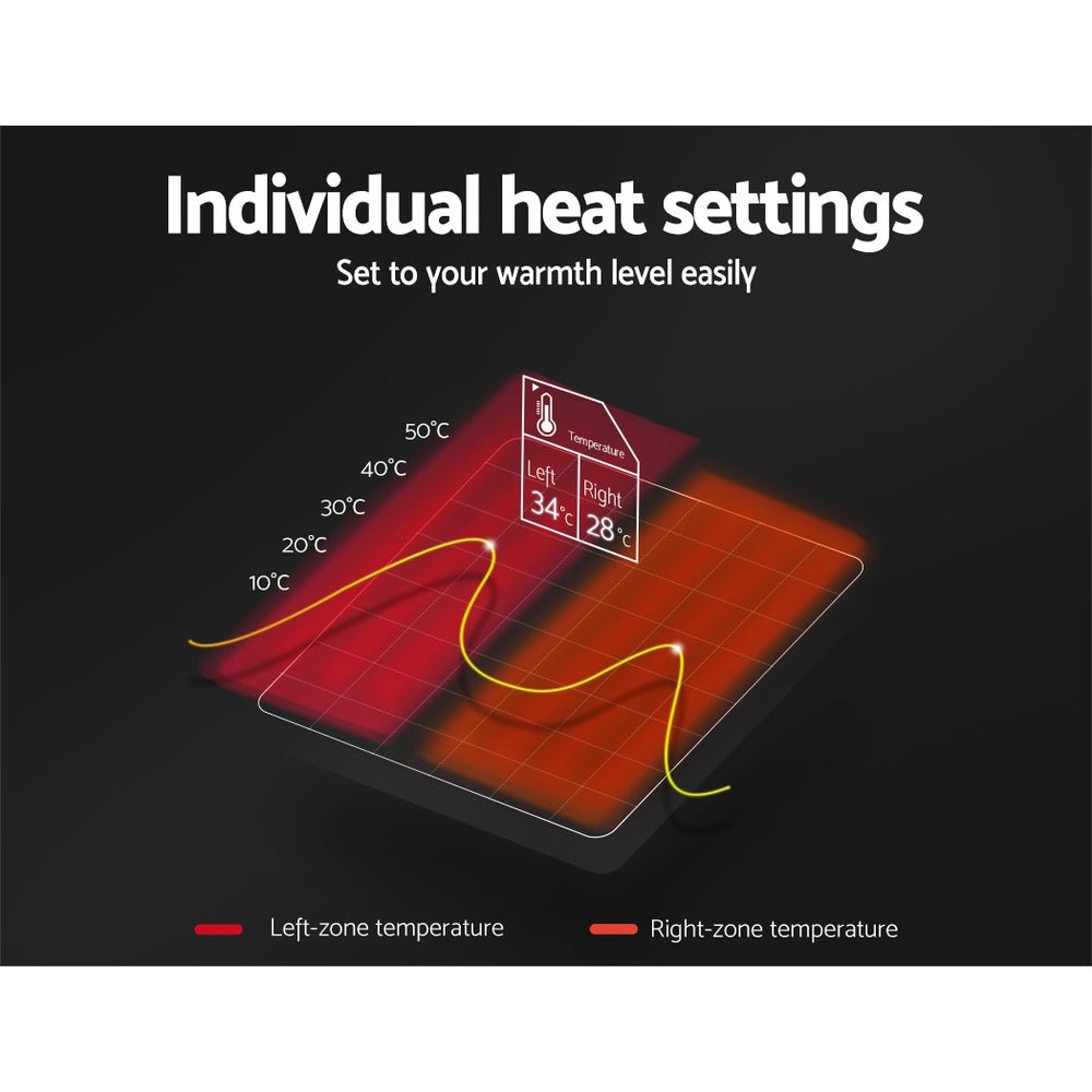 Heated Electric Blanket Washable Fully Fitted Polyester Underlay Pad Double - Bedzy Australia