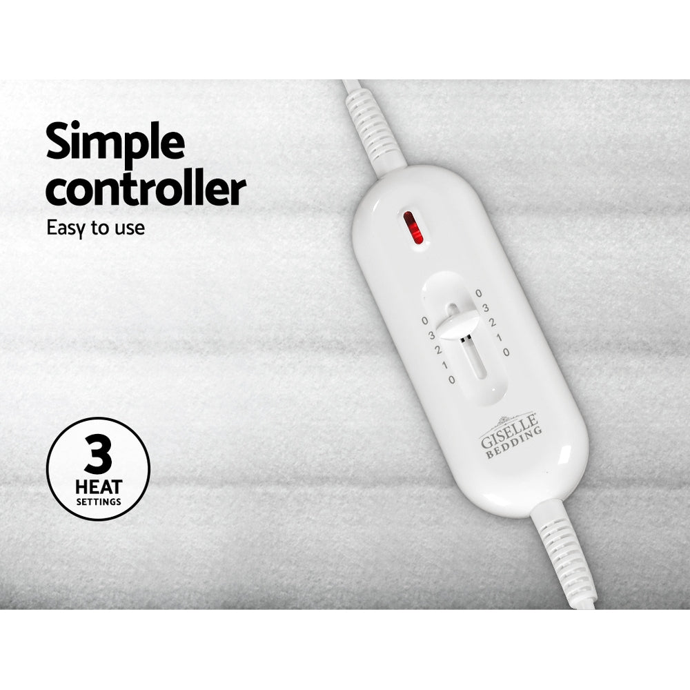 Heated Electric Blanket Washable Fully Fitted Polyester Underlay Pad Double - Bedzy Australia