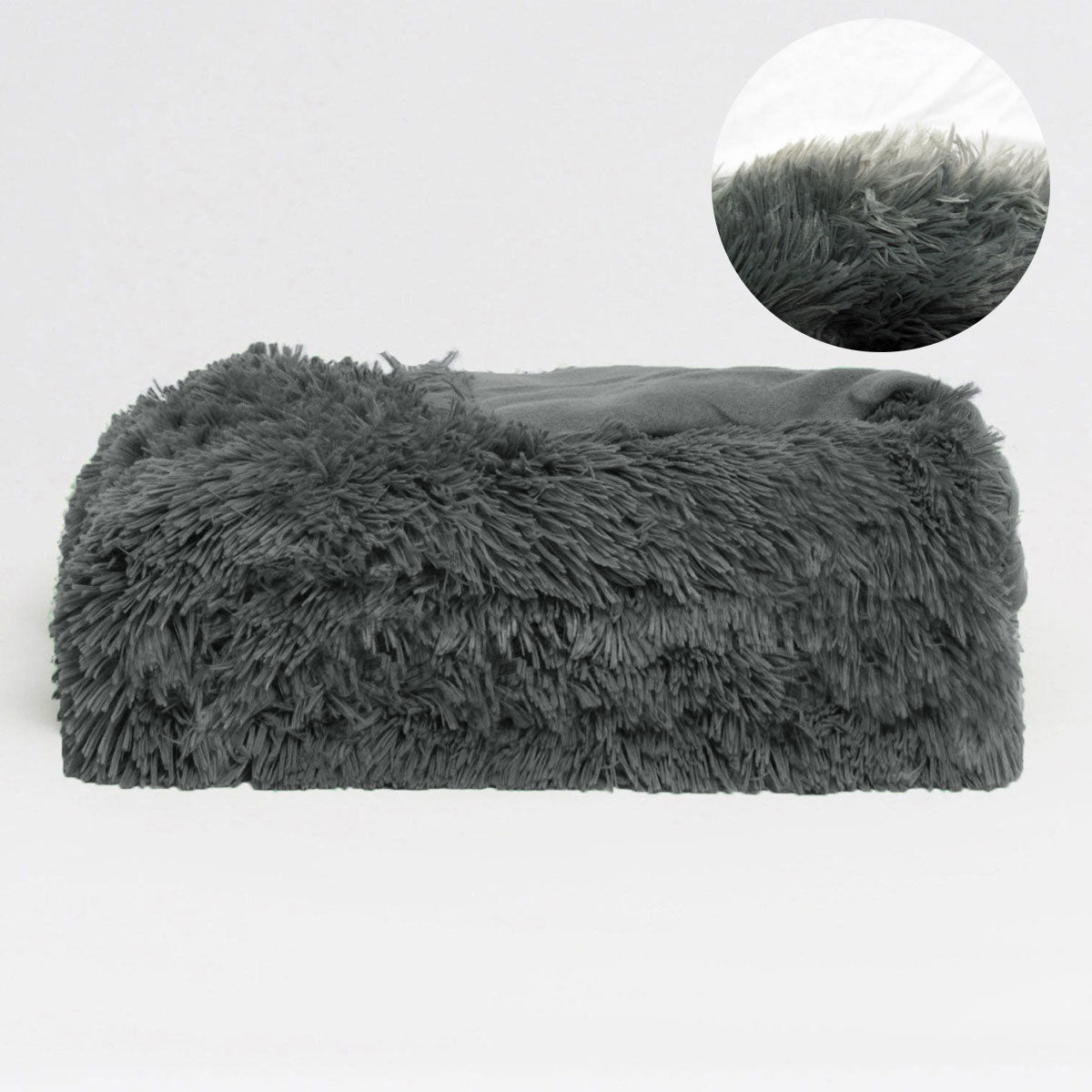 Hotel Living Long Hair Faux Fur Throw Rug Grey - Home & Garden > Bedding - Bedzy Australia