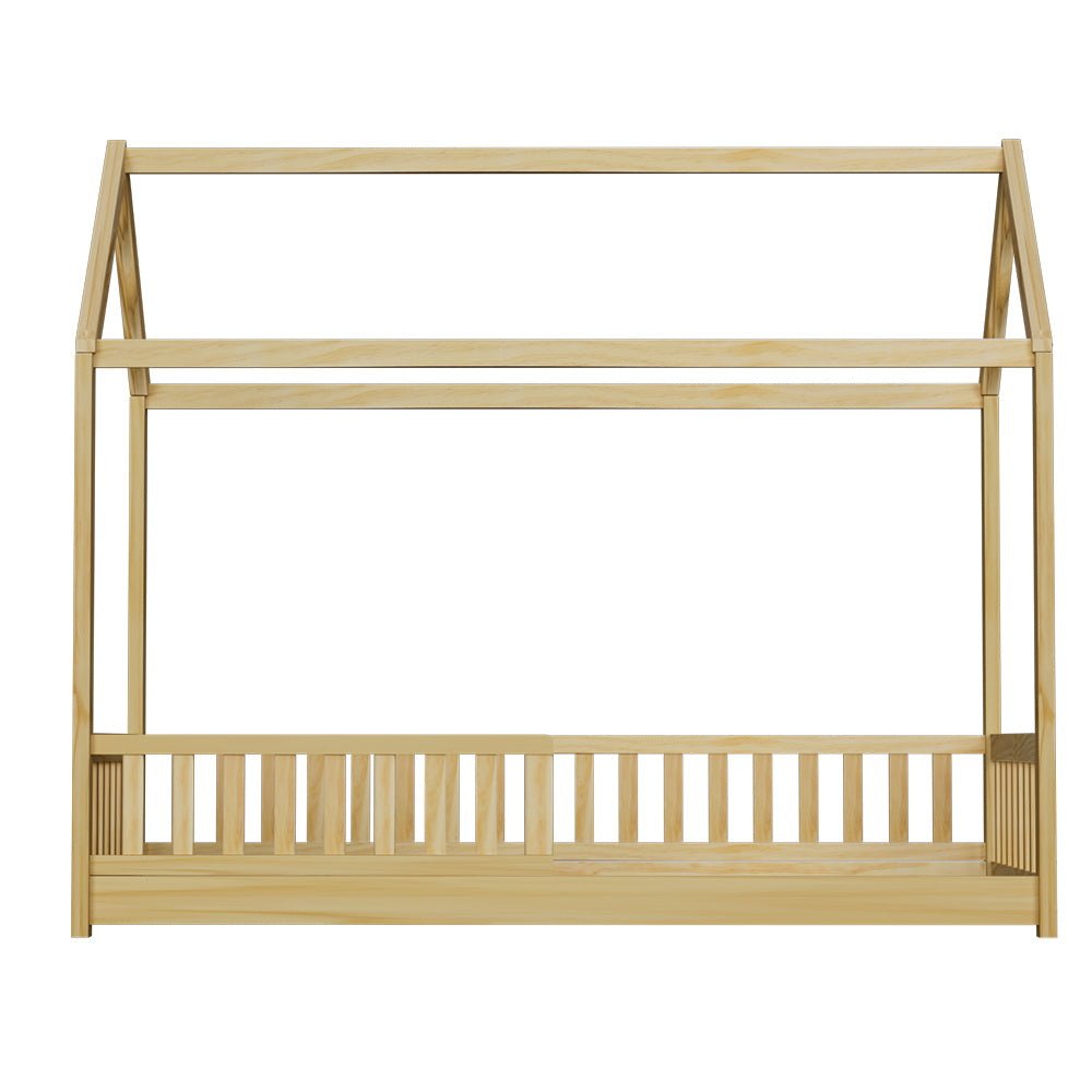 House Style Kids Single Bed Frame - Oak - Furniture > Bedroom - Bedzy Australia
