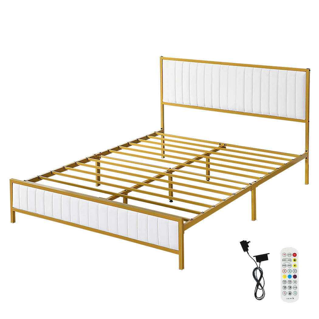 Levede Metal Bed Frame Under Bed Storage Double Beige-1954802450372366336