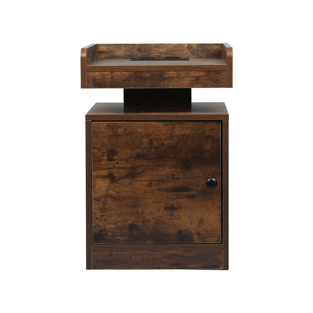 Levede Bedside Table USB Charger Outlet RGB Oak-1954802384819589121
