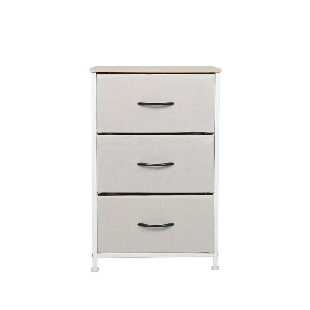 Levede Chest of 3 Drawers Bedside Table Beige-1917016726118207489