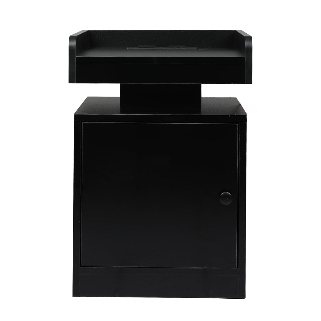 Levede Bedside Table USB Charger Outlet RGB Black-1954802384651816961