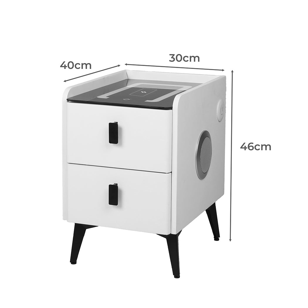 Levede Bedside Table LED Lights Drawers Storage-1954802385515843586