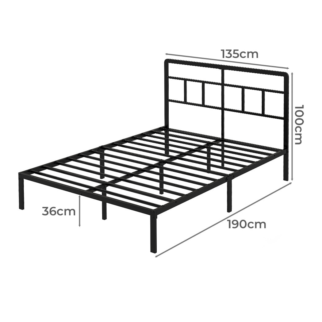 Levede Double Bed Frame Metal Base Platform Headboard Heavy Duty Mass Storage-2102558126015385602
