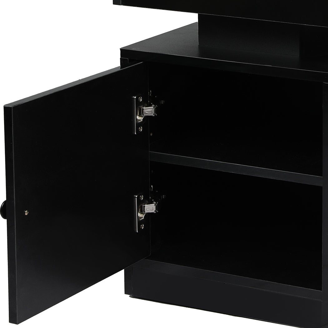 Levede Bedside Table USB Charger Outlet RGB Black-1954802384651816963