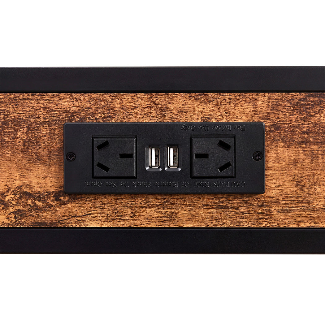 Levede Single Bed Frame LED Lights USB Charging Storage Headboard Metal Platform-2100002239765680131