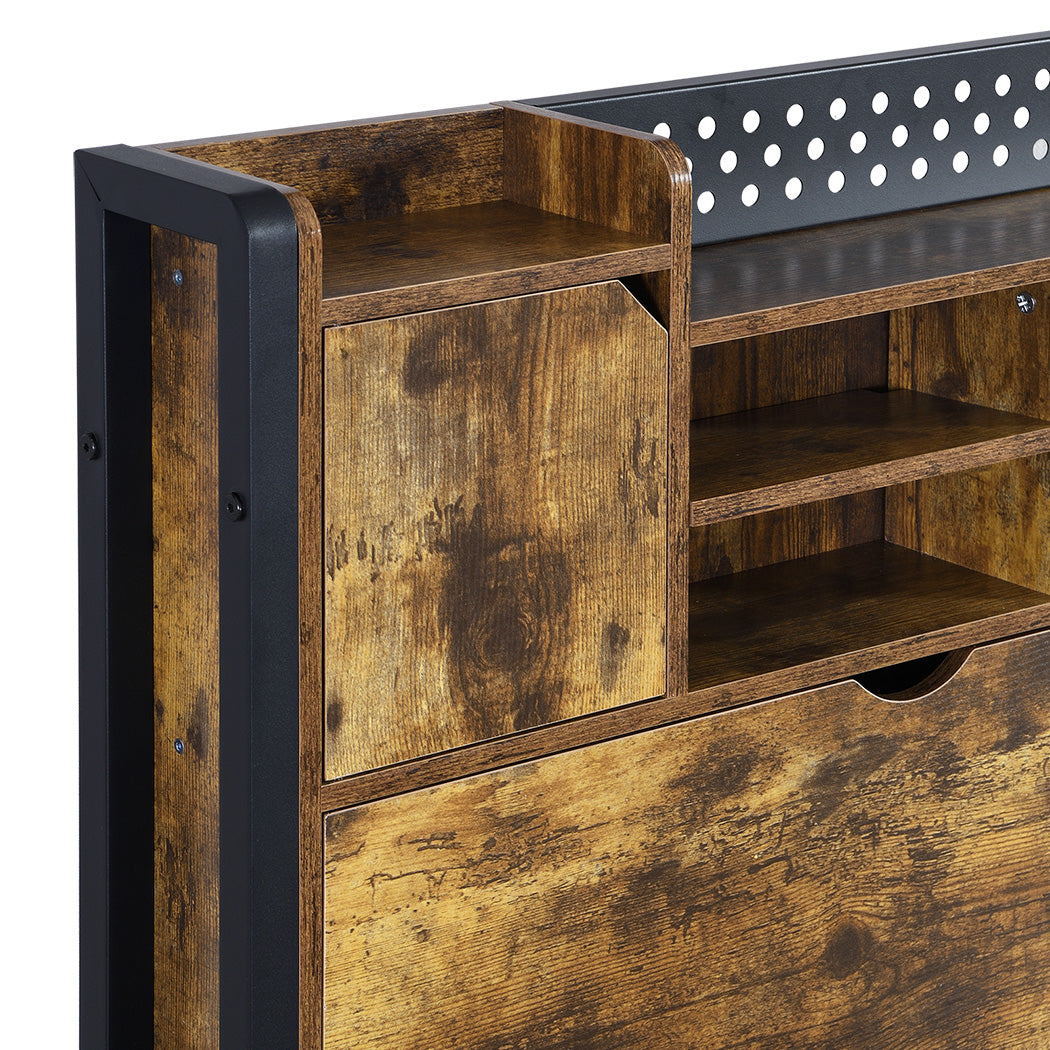 Levede Double Bed Frame Storage Headboard Industrial-1954802449265070084