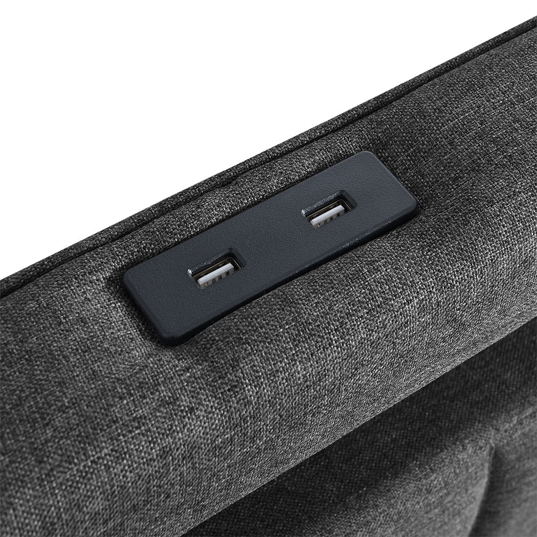 Levede King Bed Frame Fabric Storage Drawer LED USB-1973194180704473092