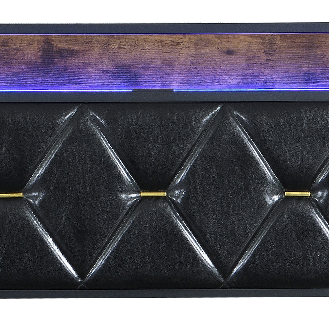 Levede Single Bed Frame Leather Headboard RGB 2 Drawers-1996009957056712708