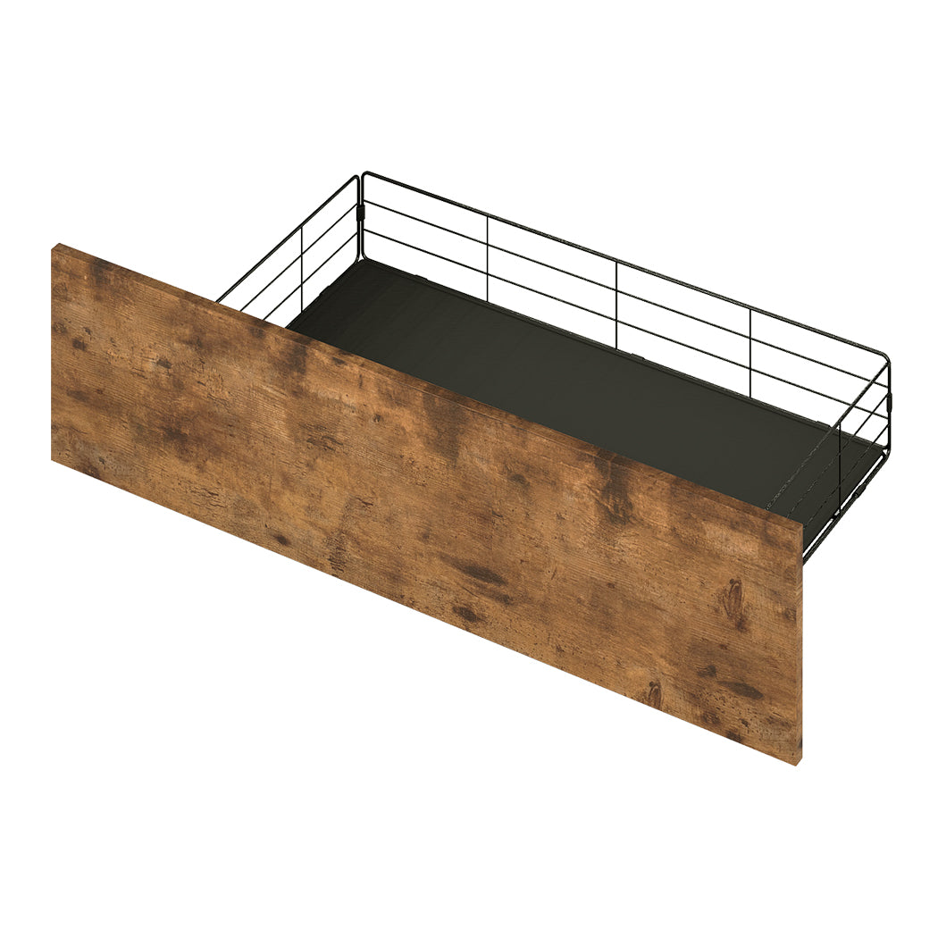 King Package | Knoxford LED Bed Frame with 4 Drawers Brown & Serenity Euro Top Mattress (Medium Firm)