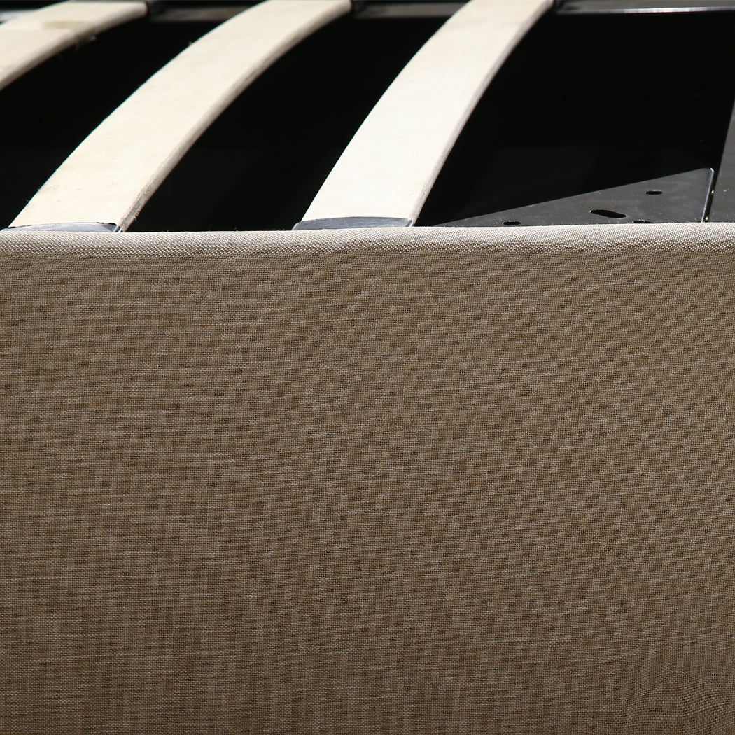 Levede Fabric Bed Frame Queen Tufted Beige-1910113203761844228