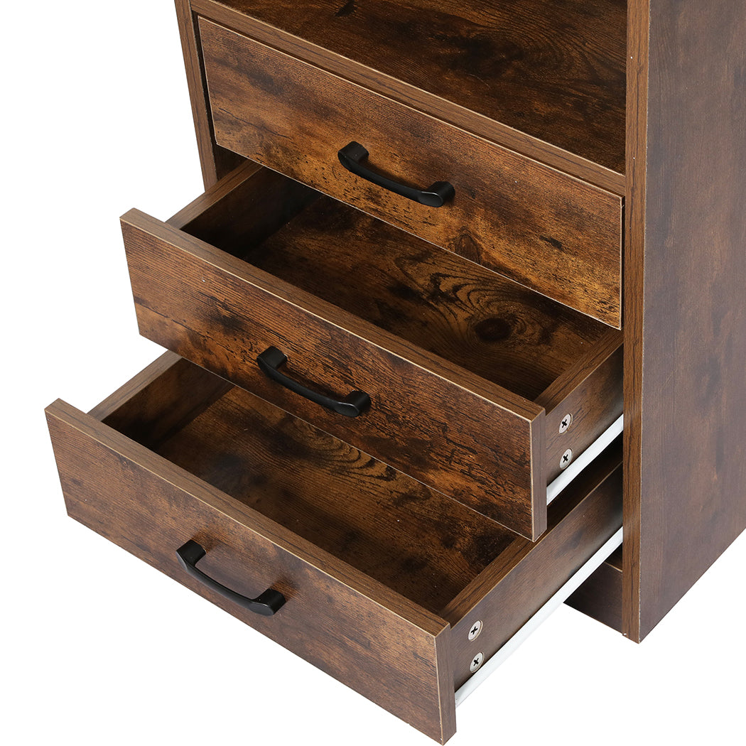 Levede Bedside Table USB Charger Outlet LED Oak-1954802384307884036