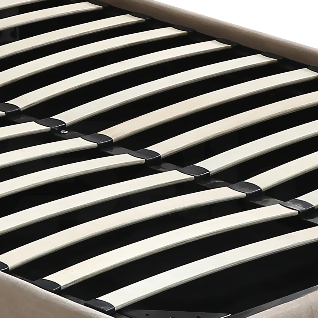 Levede Fabric Bed Frame Queen Tufted Beige-1910113203761844229