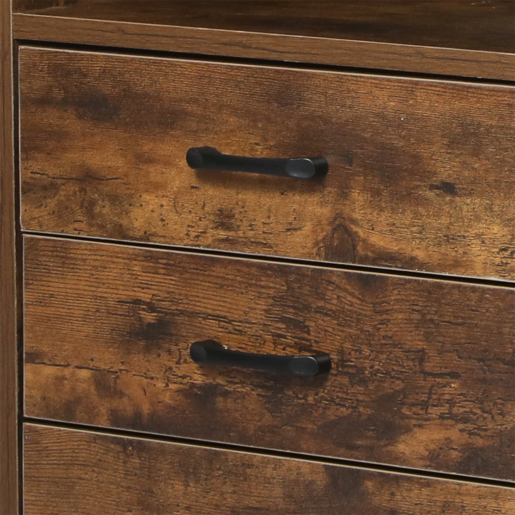 Levede Bedside Table USB Charger Outlet LED Oak-1954802384307884037