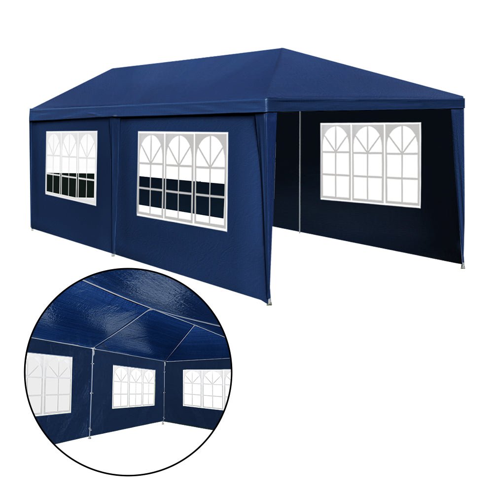 Instahut Gazebo 3x6m Marquee Wedding Party Tent Outdoor Camping Side Wall Canopy 6 Panel Blue - Home & Garden > Shading - Bedzy Australia