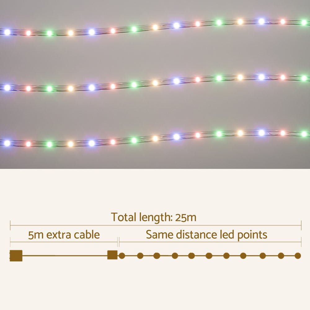 Jingle Jollys 20M Christmas Lights String Rope Light Decoration 600 LED Colorful - Occasions > Christmas > Outdoor Decorations & Lights - Bedzy Australia