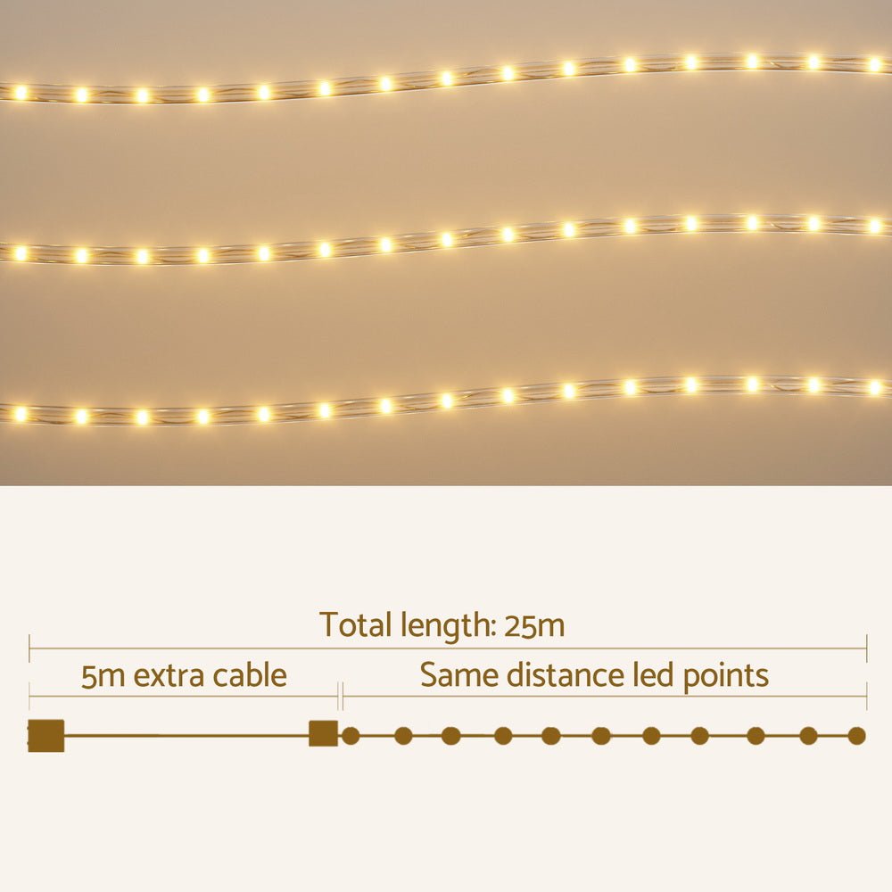 Jingle Jollys 20M Christmas Lights String Rope Light Decorations 600 LED Warm - Occasions > Christmas > Outdoor Decorations & Lights - Bedzy Australia