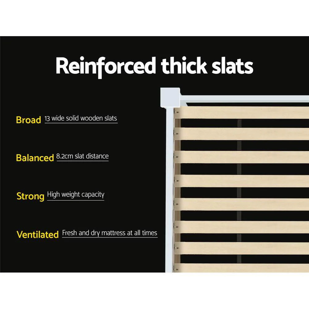 Single Premium Package | Cottesloe Wooden Bed With Two Drawers White, Alanya Euro Top Pocket Spring Mattress (Medium Firm) & Pillowtop Mattress Topper