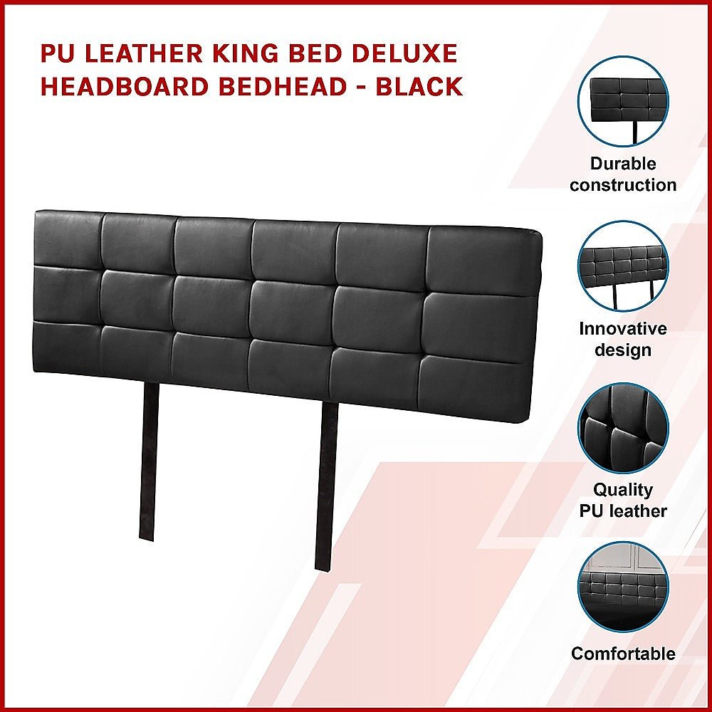 King Size | Deluxe Headboard Bedhead (Black) - Bedzy Australia