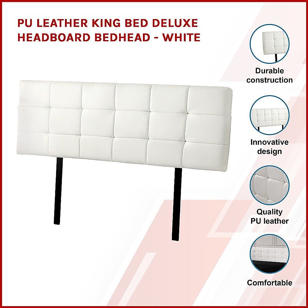 King Size | Deluxe Headboard Bedhead (White) - Bedzy Australia