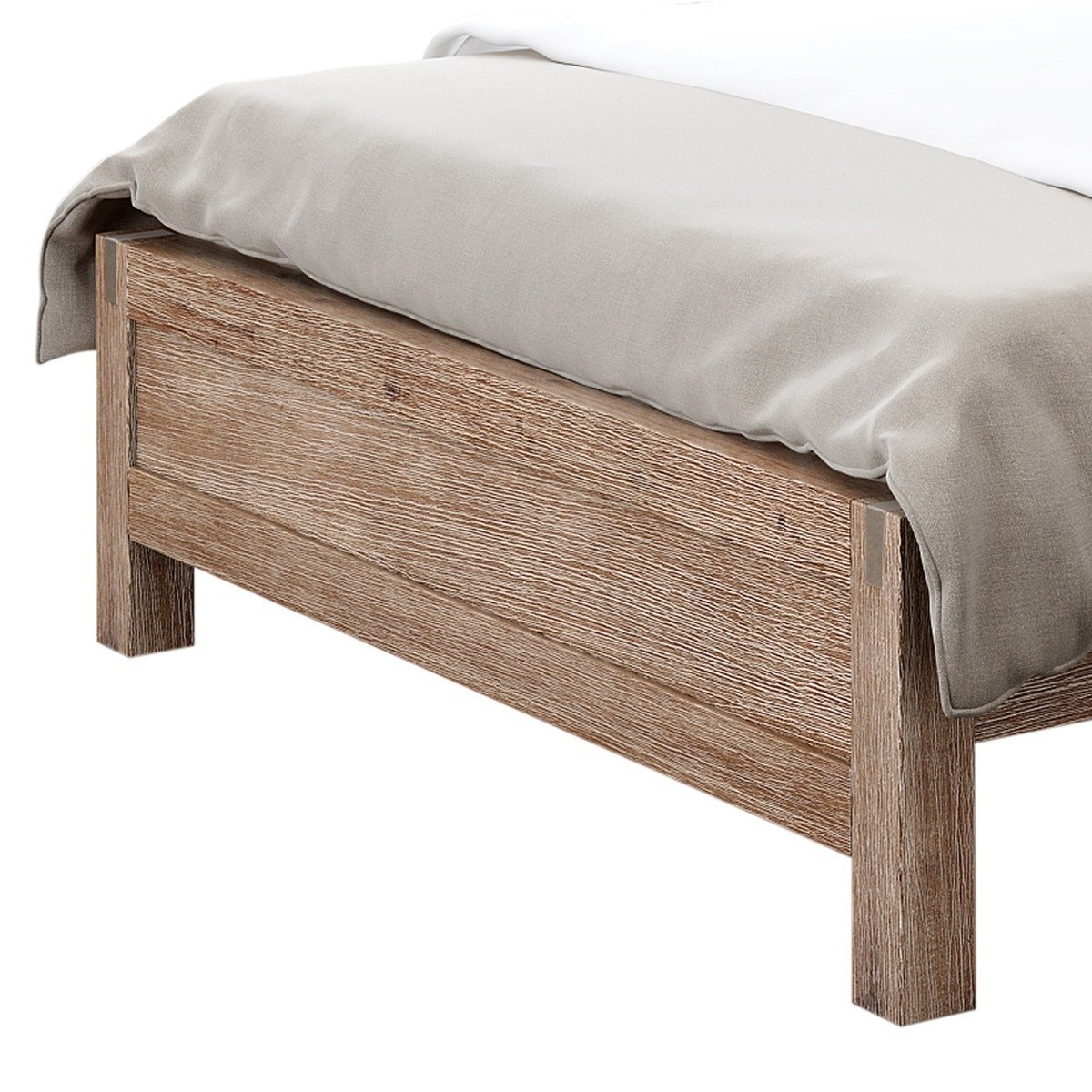 King Package | Nowra King Solid Acacia Wood Bed Frame Oak & Serenity Euro Top Mattress (Medium Firm)