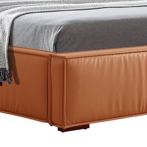 Louis King Bed Frame PU leather KD Slat in Wooden Legs - Furniture > Bedroom > Beds & Bed Frames - Bedzy Australia