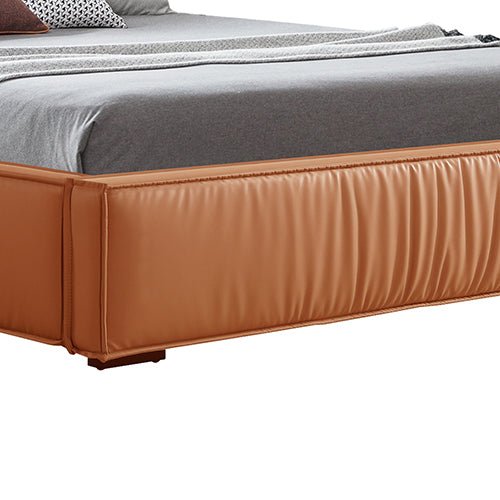 Louis King Bed Frame PU leather KD Slat in Wooden Legs - Furniture > Bedroom > Beds & Bed Frames - Bedzy Australia